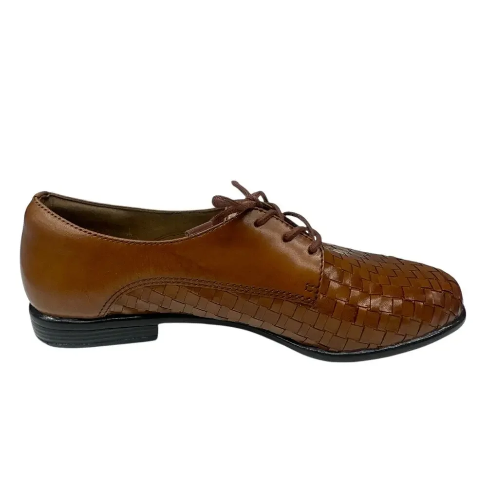 Trotters Lizzie Herringbone Oxford Flats Women's size 7N Brown